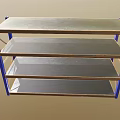 Sturdy Metal Storage Shelf With Multiple Black Shelves And Blue Frame Design