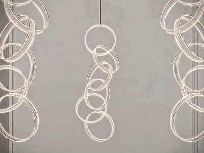 Modern Chandelier With Multiple Interconnected Circular Rings For Contemporary Interior Design 3d model