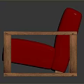 Red Upholstered Armchair With Wooden Frame And Modern Design For Living Room