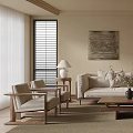 Minimalist Living Room Interior With Neutral Tones Wooden Accents And Cozy Sofa