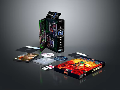 Game Digital Collection Set With Discs Art Cards And Packaging Box 3d model