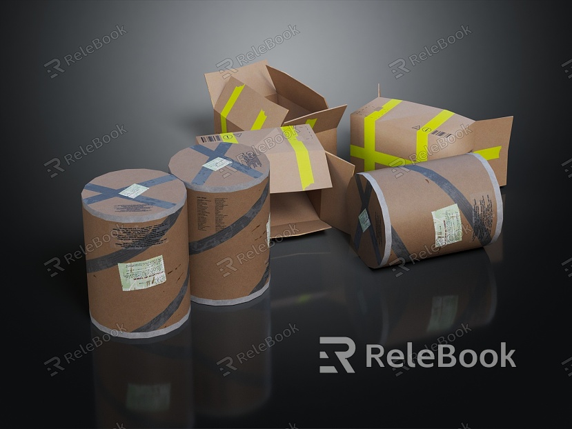 Modern Express Box Logistics Box Barrel Wrapping Box model