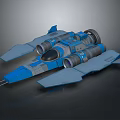 Blue Futuristic Spaceship Model With Streamlined Design And Engines 3d model