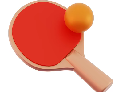 Sports Equipment Red Table Tennis Racket With Orange Ping Pong Ball 3d model