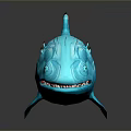 Blue Shark Model With Shiny Surface On Dark Background Showing Reflection