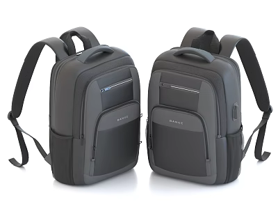 Gray Business Commuter Backpacks With Multiple Pockets Zipper Design And Durable Material 3d model