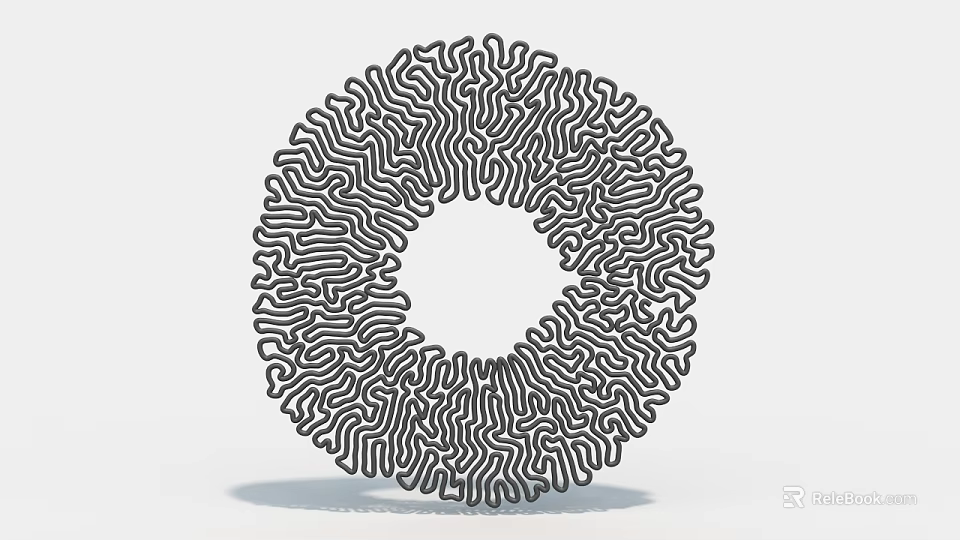 Circular Black and White Art Installation With Intricate Wave Pattern Design 3d model 