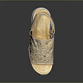 Beige Sandals With Floral Embroidery Ankle Strap And White Sole For Comfortable Casual Wear