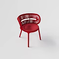 Red Modern Dining Chair With Woven Backrest And Stylish Design Elements 3d model