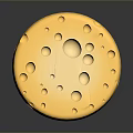 Round Yellow Cheese With Small and Large Holes on Surface for Snacks 3d model