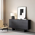 Black Modern Entryway Console Table With Table Lamp Decorative Painting And Books In Interior