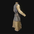 Traditional Layered Robe With Long Sleeves Dark Outer Fabric And Quilted Inner