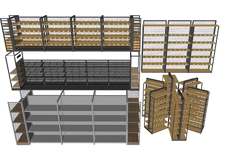 Modern Shelf Container Display Rack Supermarket Shelf 3d model