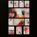 Abstract Wall Art Collage With Multiple Vibrant Paintings On Black Background