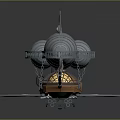 Cosmic Aerospace Spaceship Design With Balloon Like Upper Structure And Yellow Honeycomb Section