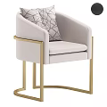 Modern Single Sofa with Black Light Gray Upholstery Gold Metal Legs and Geometric Pattern Cushion