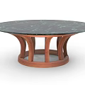 Elegant Modern Round Side Table With Marble Top And Wooden Base 3d model