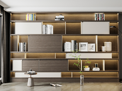 Modern bookcase wood grain bookcase model