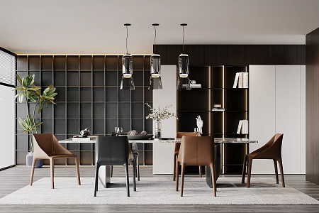 Modern Restaurant Premium Grey Restaurant 3d model