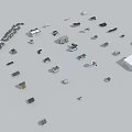 Various Small Electronic Components in Different Shapes and Arranged Layouts 3d model