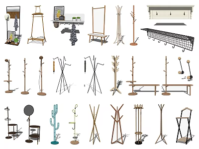 Various Clothes Hangers In Different Designs And Materials For Home Use 3d model