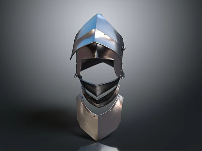 Steel Medieval Knight Helmet as Essential Weapon Armor Equipment with Metallic Shine 3d model