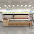 Modern Supermarket Department Store Interior with Bright Lighting Spacious Layout Shelves Product Displays and Checkout