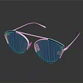 Modern Stylish Sunglasses With Silver Frame Blue And Dark Blue Lenses And Reflection