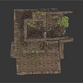 Modern Scene Featuring Ancient Stone Ruins With Broken Walls And Green Plants