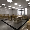 Commercial Kitchen Interior With Stainless Steel Workstations Cabinets Large Windows And Bright Lighting