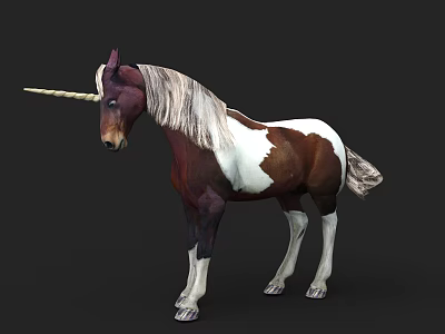 Brown And White Unicorn Themed Furniture Design With Horn And Mane Details 3d model