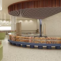 Elegant Dessert Shop Interior With Curved Glass Display Cases And Fresh Pastries