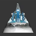 Natural Ice Landscape With Waterfall Blue Ice And White Base 3d model