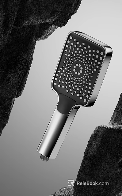 Sleek Modern Handheld Shower Head With Dense Spray Nozzles And Stainless Steel Design 3d model 