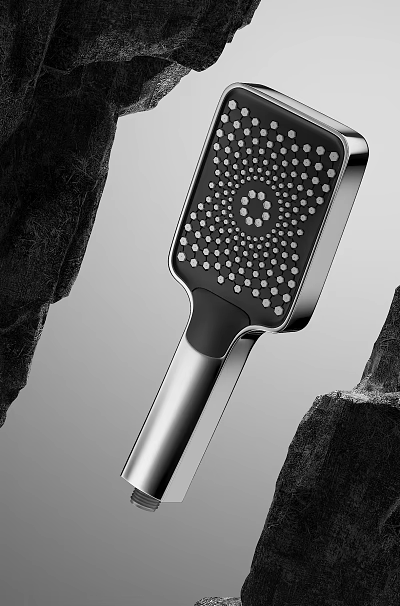 Sleek Modern Handheld Shower Head With Dense Spray Nozzles And Stainless Steel Design 3d model