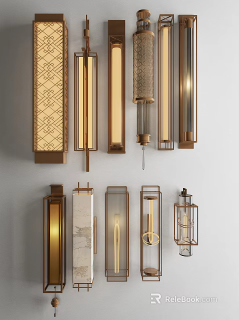 Elegant Modern Wall Sconces With Various Designs For Home Interior Decor 3d model