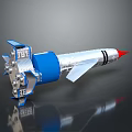Detailed Blue And Silver Rocket Model With Red Tip And Thrusters For Space Exploration 3d model