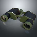 Vintage Green Black Commercial Binoculars With Metal Frame And Dual Lens Design