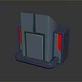 Modern Gray Equipment With Red Side Panels And Curved Base Structure 3d model