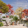 Harmonious Plant Combinations With Colorful Foliage Shrubs And Lawn For Outdoor Wooden Deck Landscape