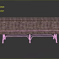 Wooden Bench with Slatted Seat and Back and Metal Legs Classic Design