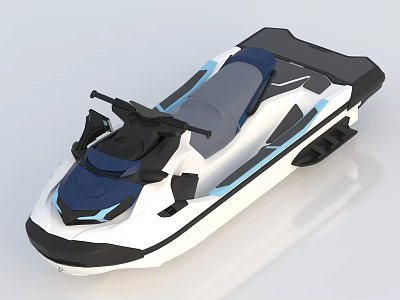 Modern White And Blue Jet Ski With Comfortable Seat And Handlebars 3d model