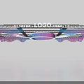 Exhibition Hall Ceiling Design With Curved Pink Blue Lighting For Shopping Mall