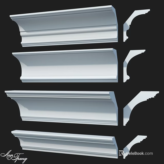 White Decorative Architectural Moldings For Interior Wall And Ceiling Trim 3d model 