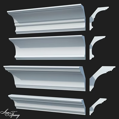 White Decorative Architectural Moldings For Interior Wall And Ceiling Trim 3d model