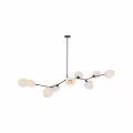 Modern Chandelier with White Globe Shades and Black Branch Frame Hanging