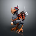 Fantasy Bird Mount With Decorated Headpiece Saddle Backpack Lantern And Silver Tools 3d model