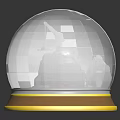 Decorative Ornament Set Featuring Snow Globe With Miniature Scene And Wooden Base