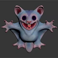 Cute 3D Fantasy Game Character With Pink Ears Blue Body Purple Eyes Open Arms
