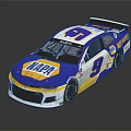 MOPAR Number 9 Racing Car Blue Yellow White NASCAR Style Aerodynamic Design With Rear Wing